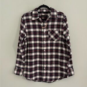 Men's NWOT Plaid Flannel Button-Down Shirt | M | Navy Red White